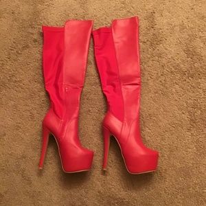 Red Sky-high Hidden Platform Boots - Brand New - Size 8